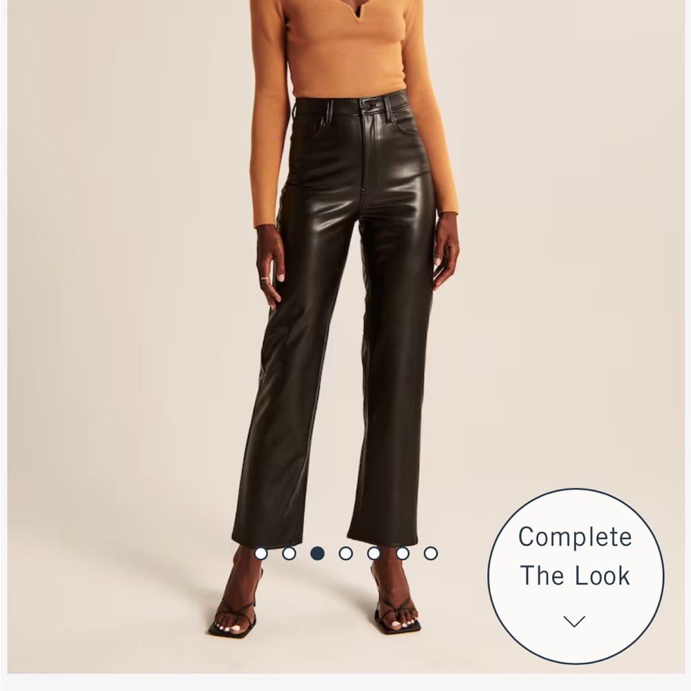 Abercrombie Vegan Leather Straight Pant in Black Size 28